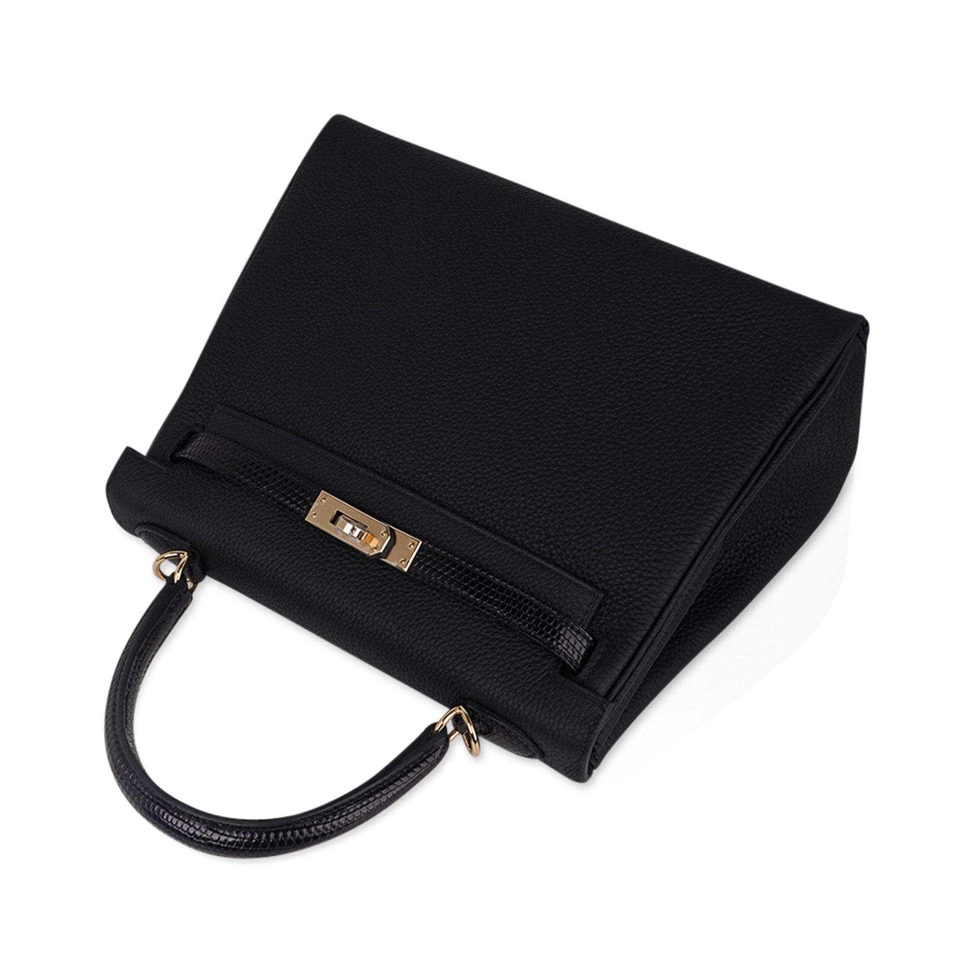 Kelly Touch 25 Retourne Bag Black Lizard / Togo Permabrass Hardware