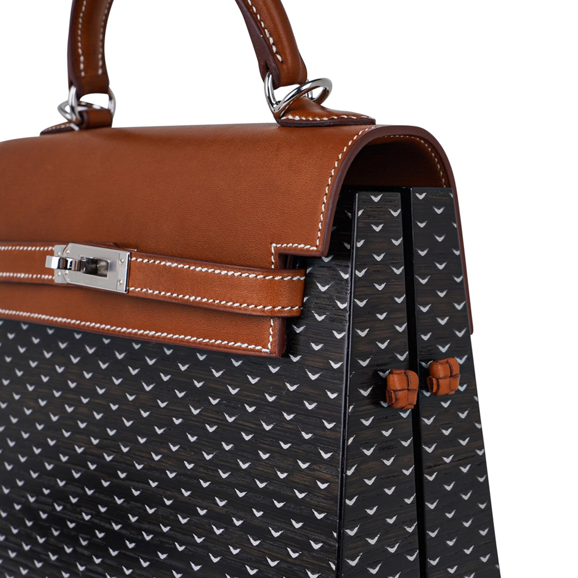 Limited Edition Kellywood 22 Bag Oak Bog, Barenia Leather, & Aluminum Inlay with Palladium Hardware