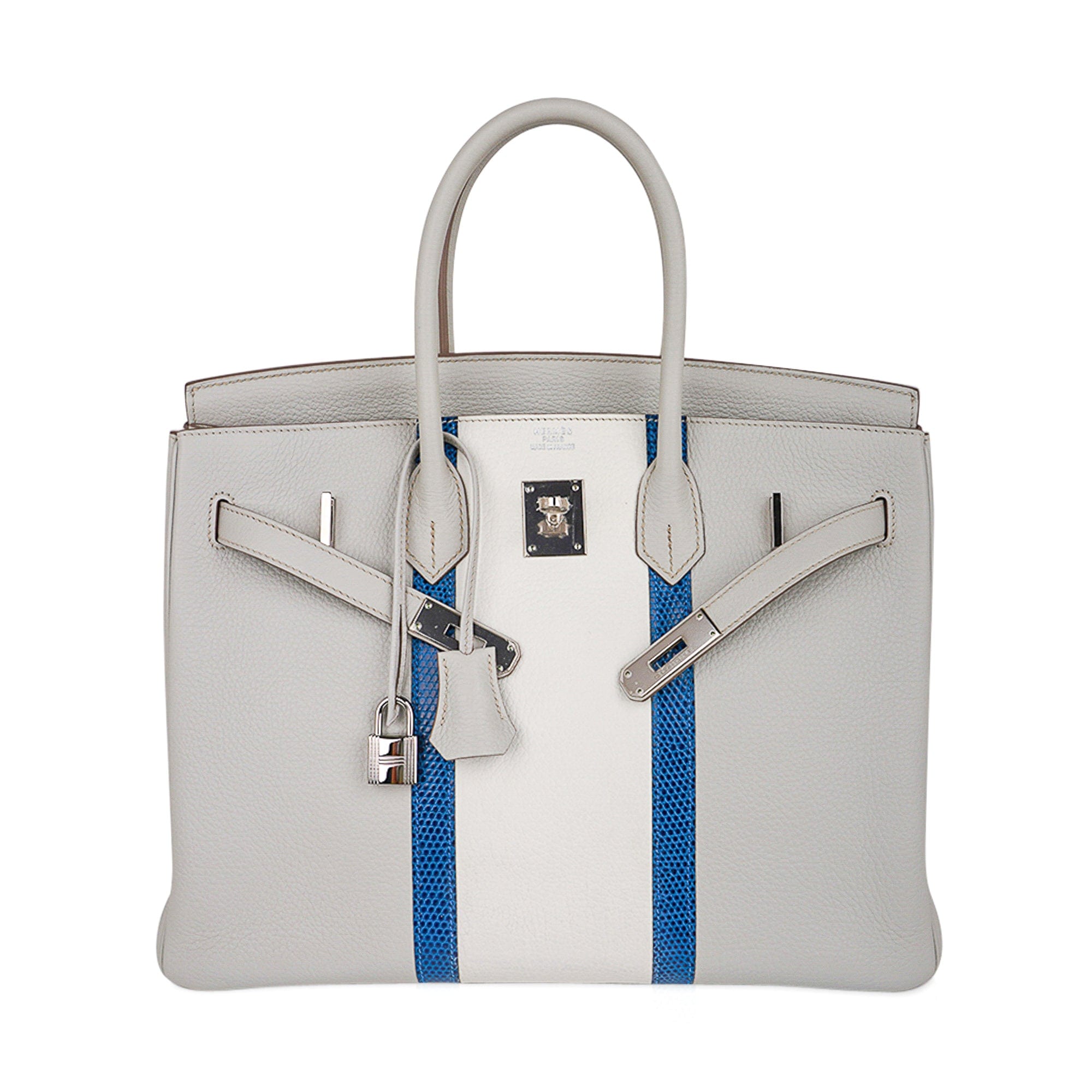 Limited Edition Club Birkin 35 Bag Gris Perle Blanc Clemence Leather with Palladium Hardware