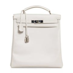 Kelly Ado 28 Bag White Evergrain Palladium Hardware