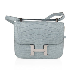 Limited Edition Micro Constance Bag Ciel Matte Alligator with Palladium Hardware