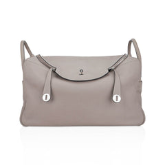 Lindy 45 Bag Gris Tourterelle Clemence Leather with Palladium Hardware