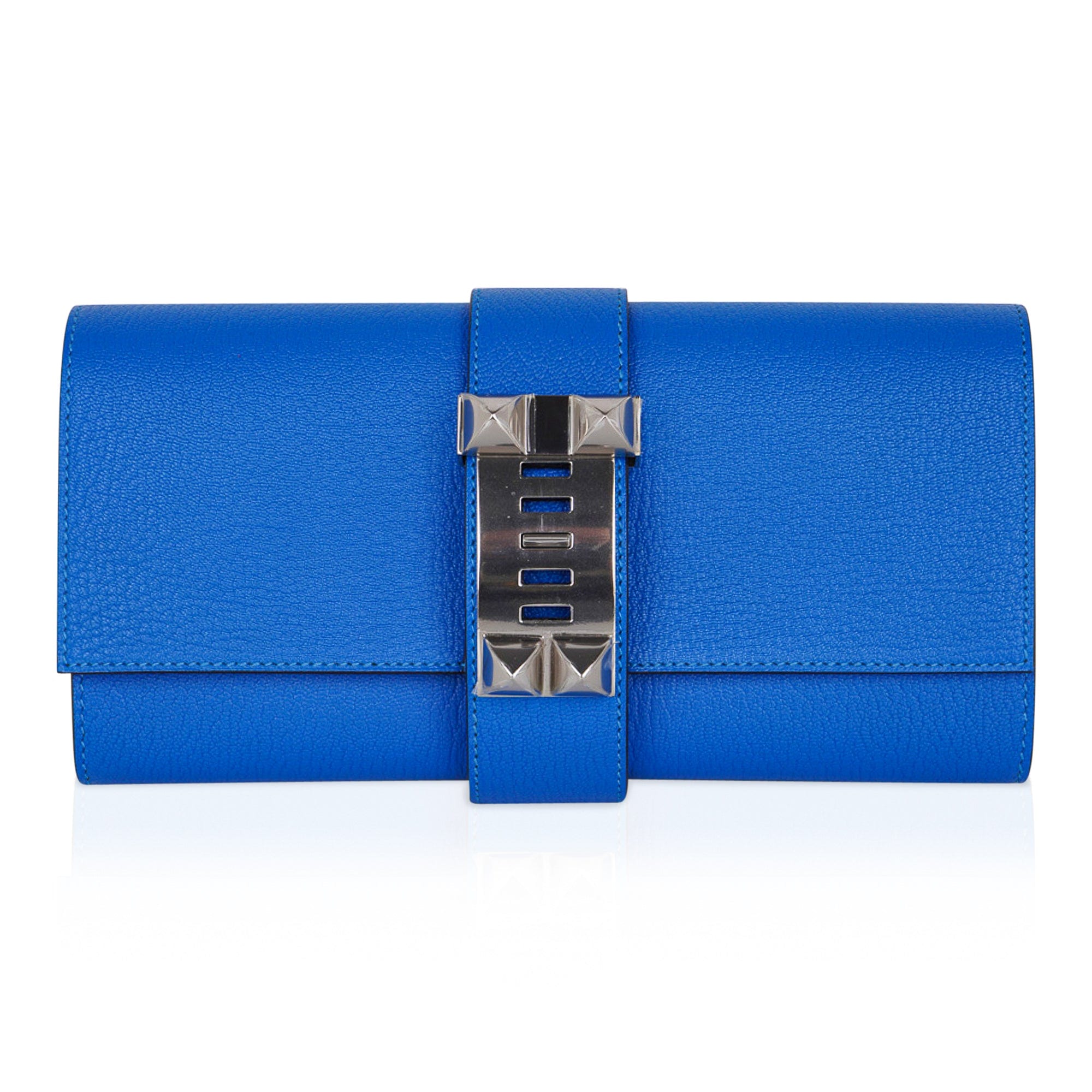 Medor Clutch Bag Blue Hydra Palladium Hardware New