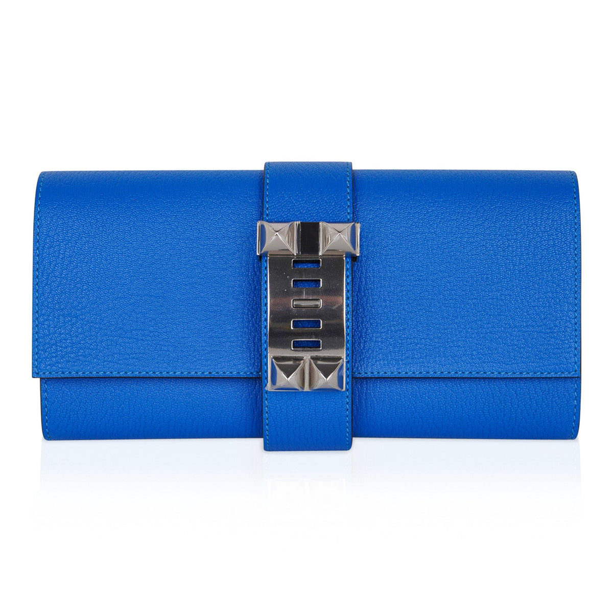 Medor Clutch Bag Blue Hydra Palladium Hardware New