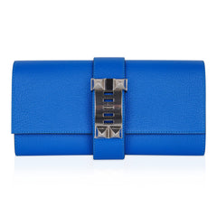 Medor Clutch Bag Blue Hydra Palladium Hardware New