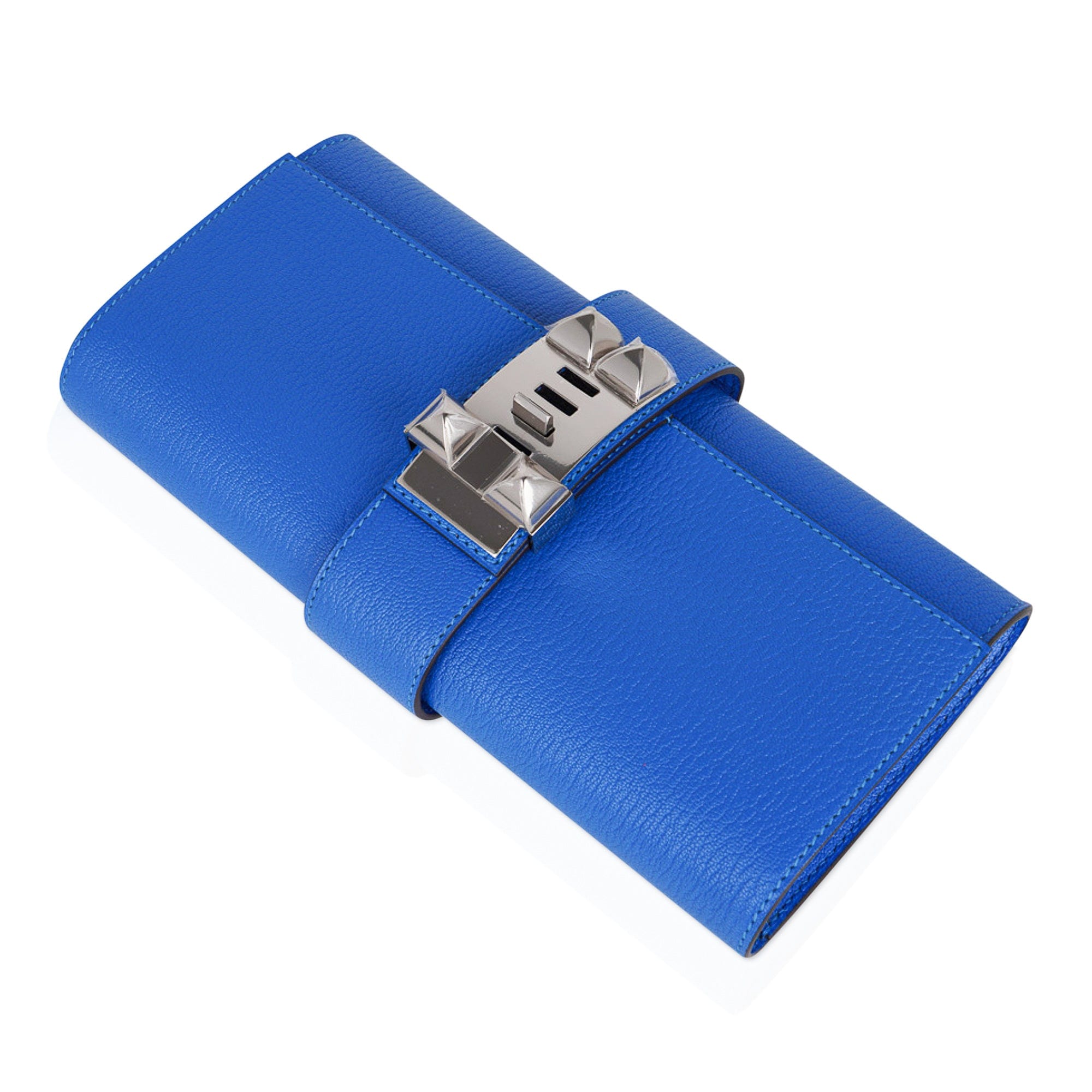 Medor Clutch Bag Blue Hydra Palladium Hardware New
