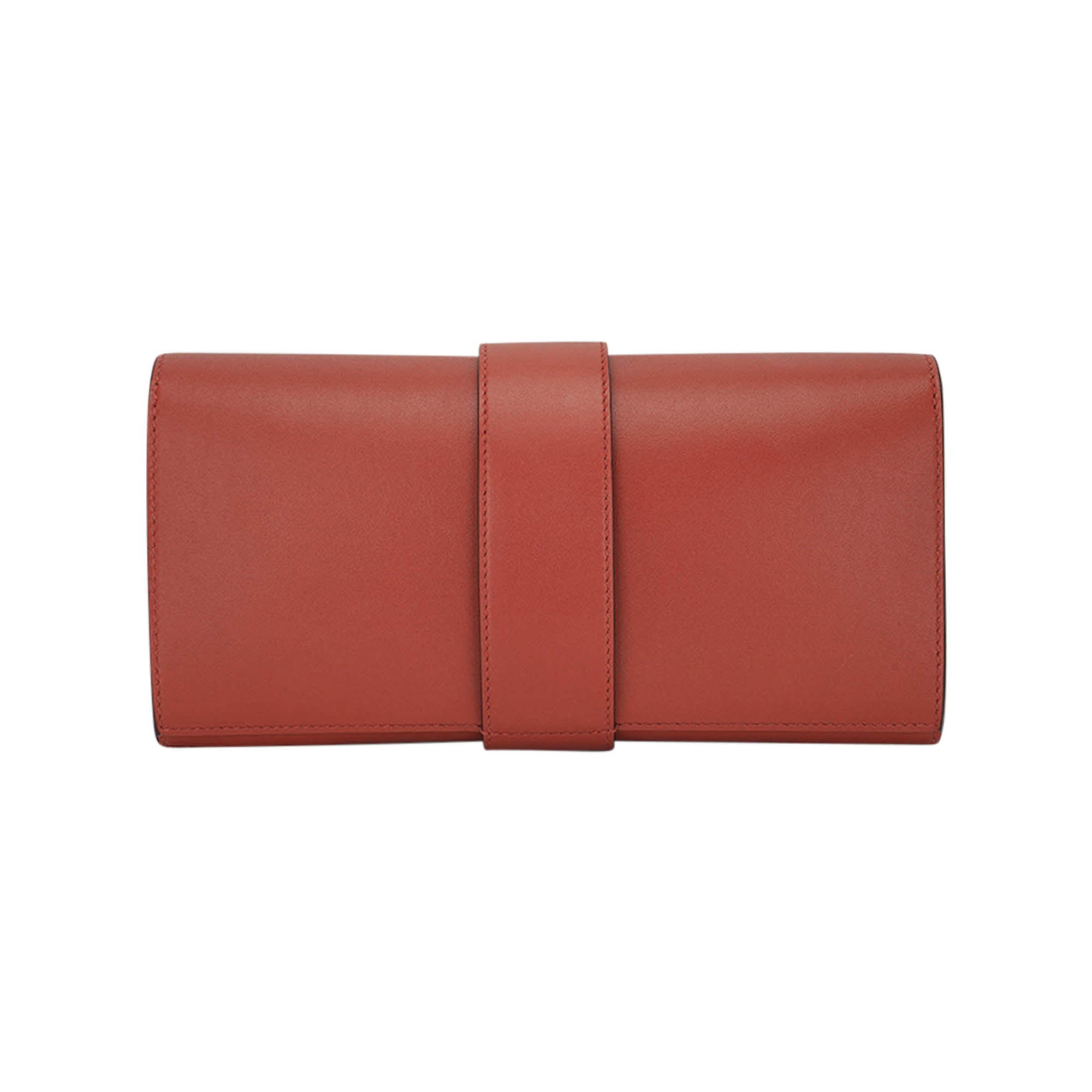 Medor 23 Clutch Bag Brique Tadelakt Leather with Gold Hardware