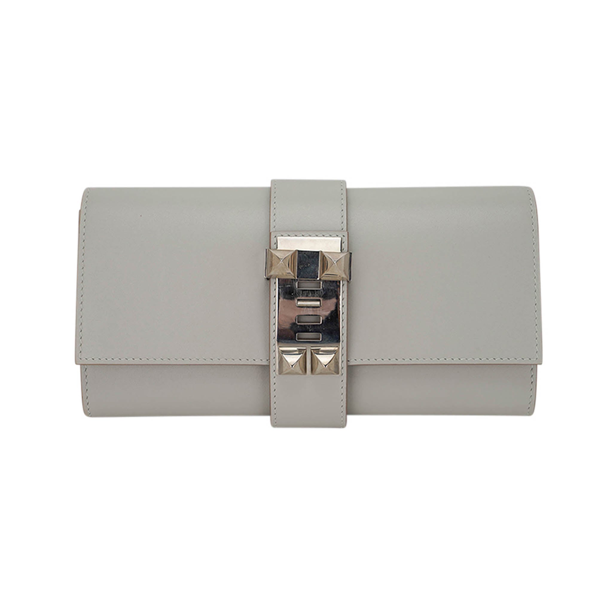 Medor 23 Clutch Bag Gris PerleTadelakt Leather with Palladium Hardware