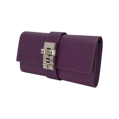 Medor 23 Clutch Bag Raisin Tadelakt Leather with Palladium Hardware