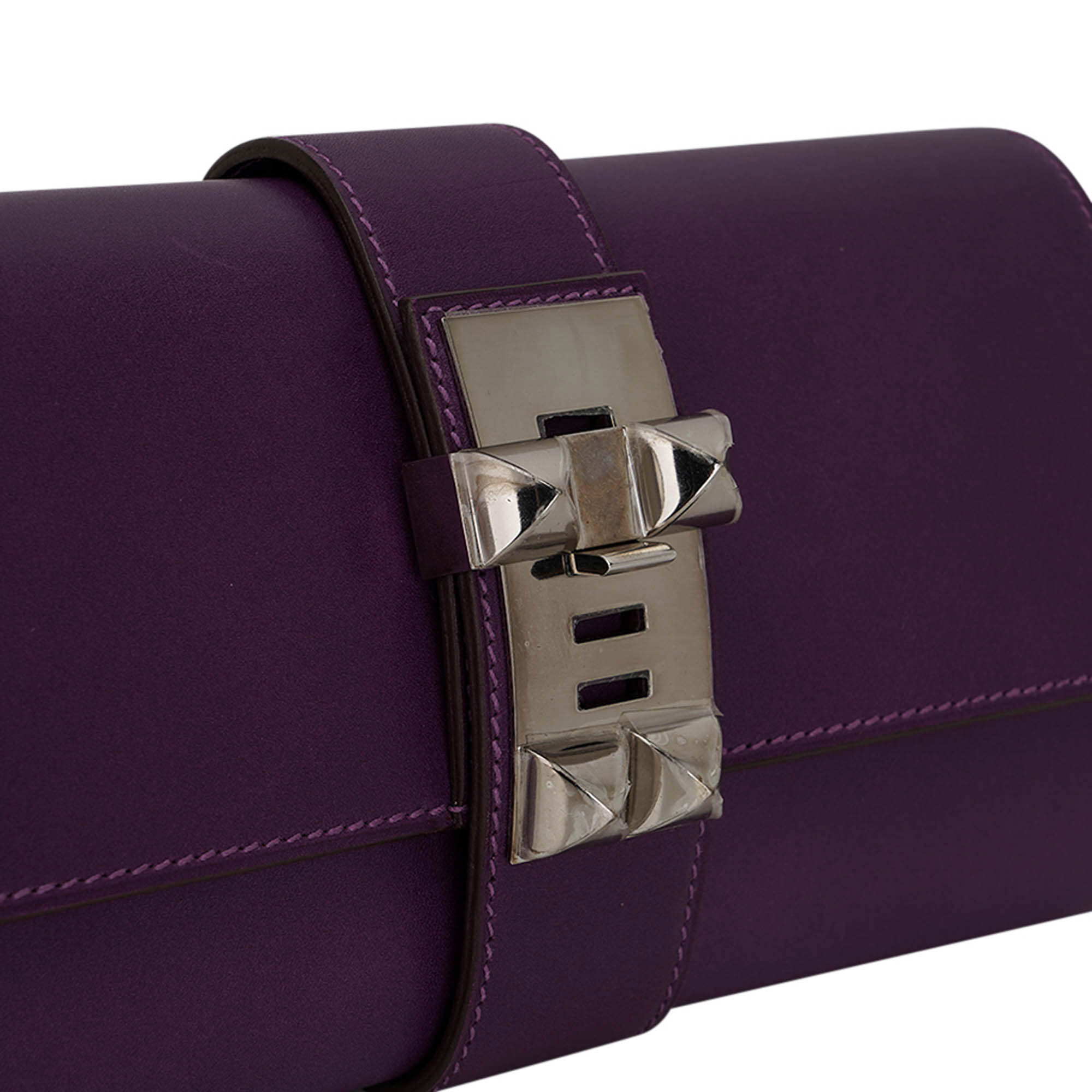 Medor 23 Clutch Bag Raisin Tadelakt Leather with Palladium Hardware