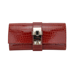 Medor 23 Clutch Bag Rouge H Alligator with Palladium Hardware