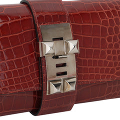 Medor 23 Clutch Bag Rouge H Alligator with Palladium Hardware