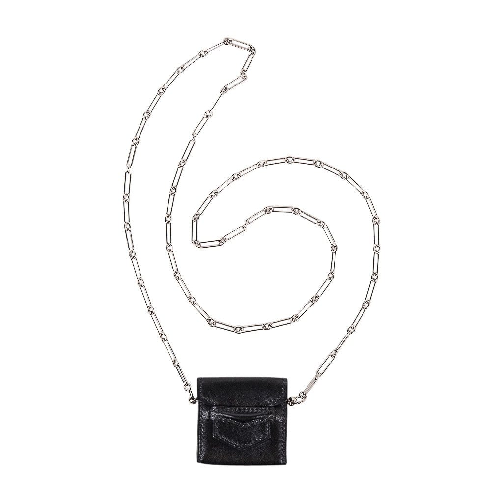 Micro Sac Limited Edition Noir 46 MM Noir Villandry Paper Clip Chain Bag Palladium Hardware