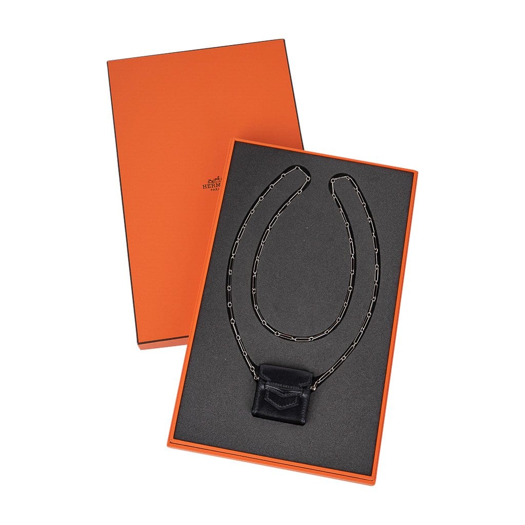 Micro Sac Limited Edition Noir 46 MM Noir Villandry Paper Clip Chain Bag Palladium Hardware