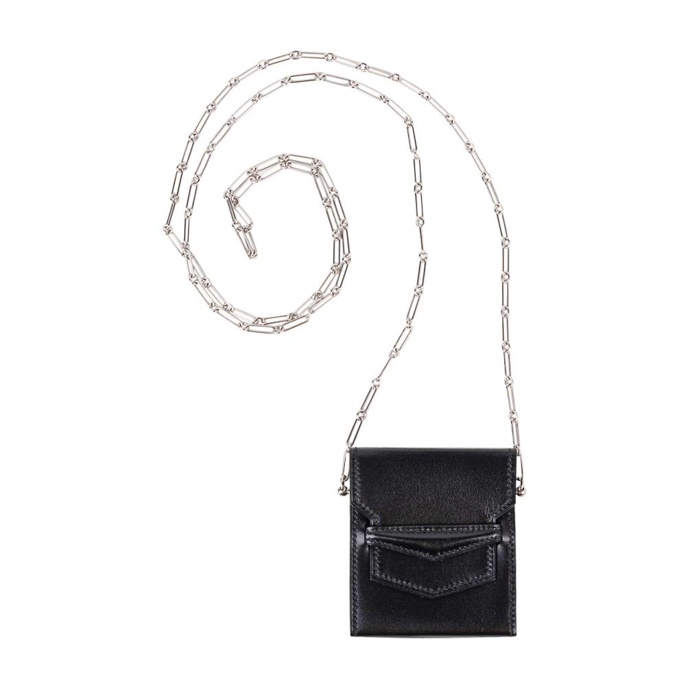 Micro Sac Limited Edition 70 mm Noir Villandry Paper Clip Chain Bag Palladium Hardware