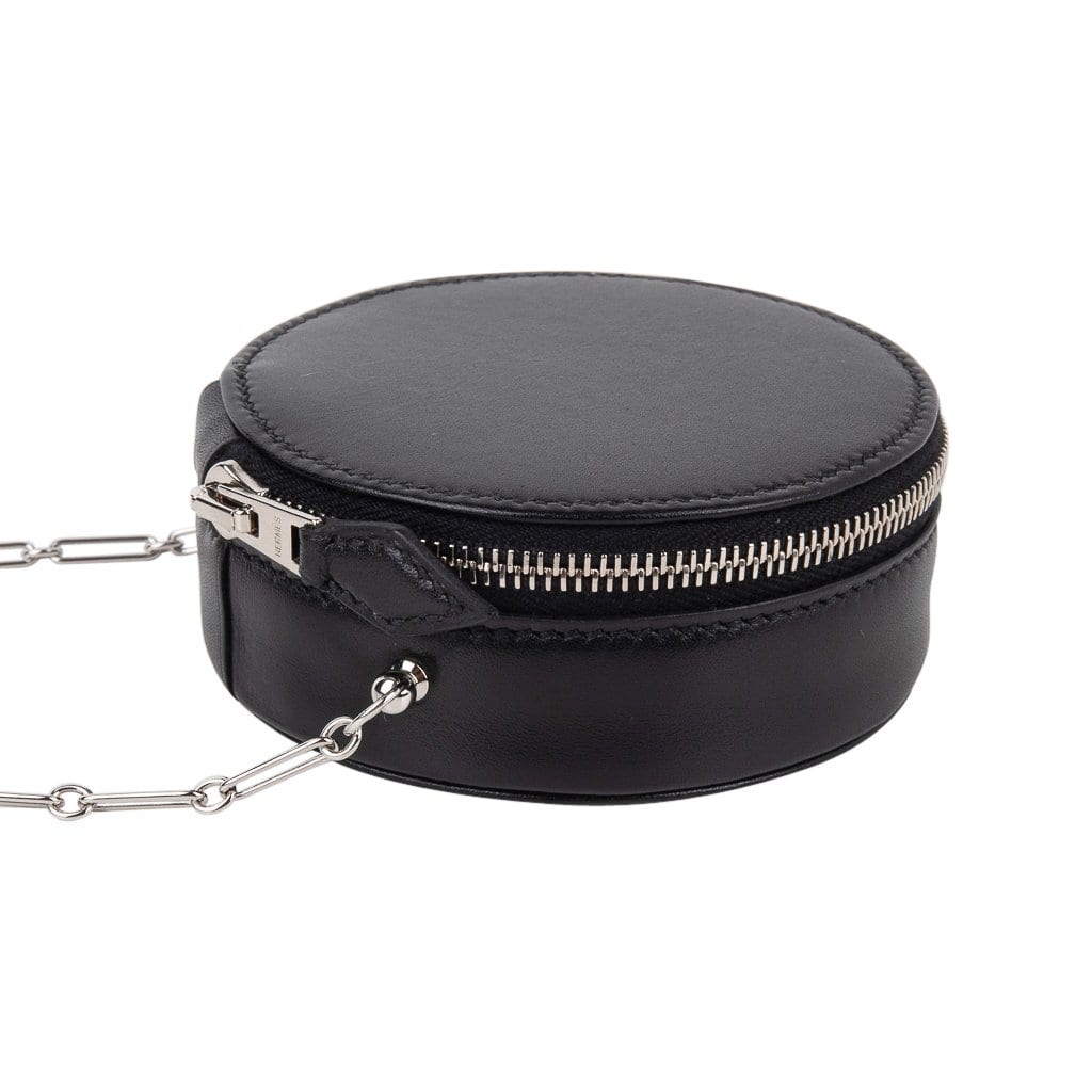 Limited Edition Micro Rond Veau Noir Villandry Bag Paper Clip Chain