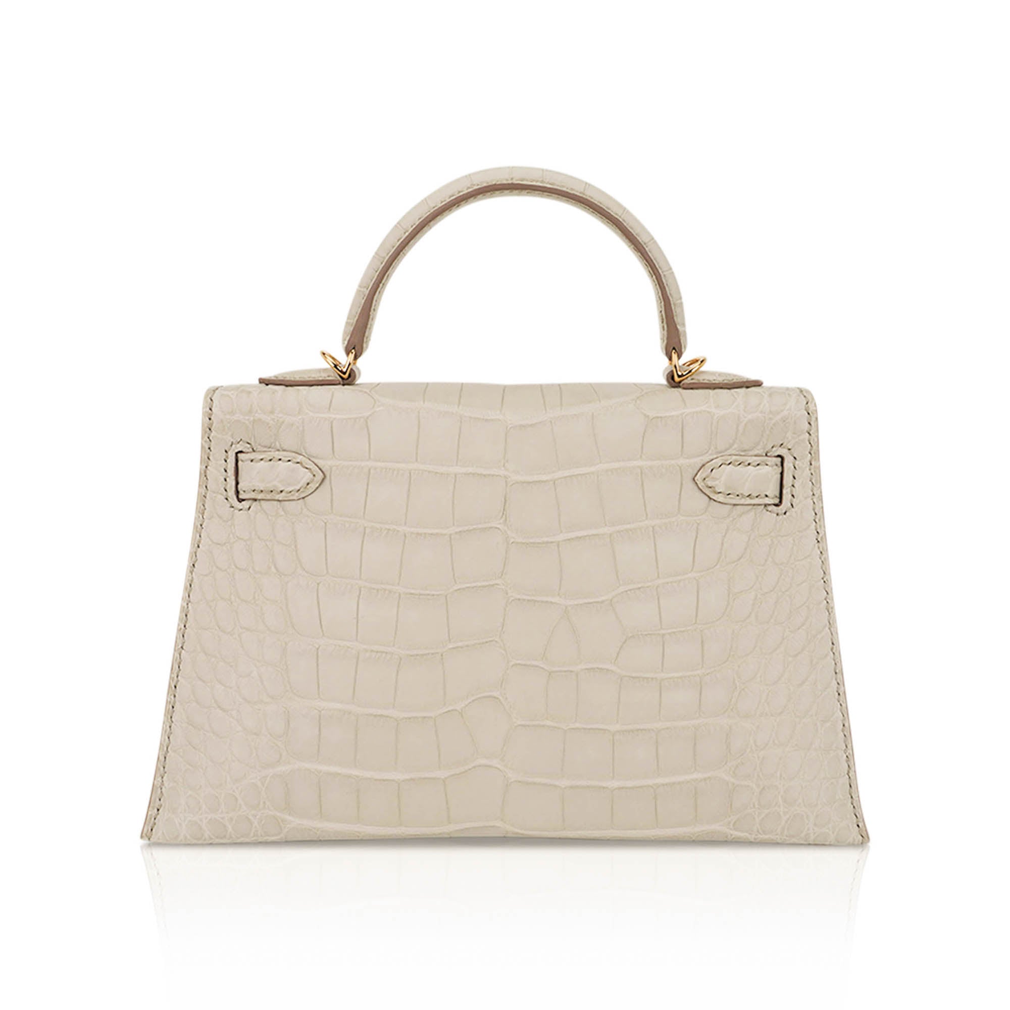 Limited Edition Mini Kelly 20 Sellier Beton Matte Alligator Bag with Gold Hardware