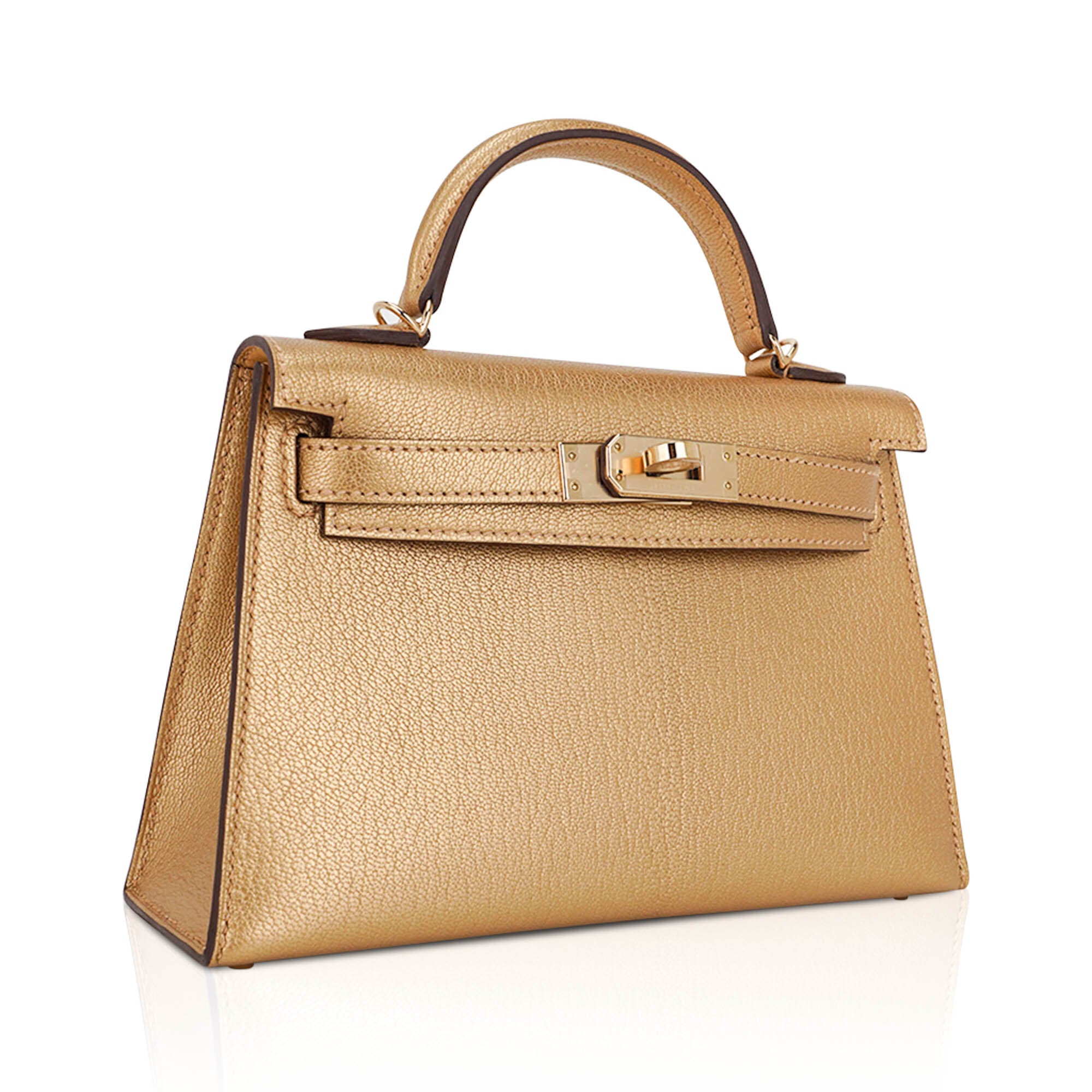 Kelly Sellier 20 Metallic Dore Chevre Chamkilight Permabrass Hardware