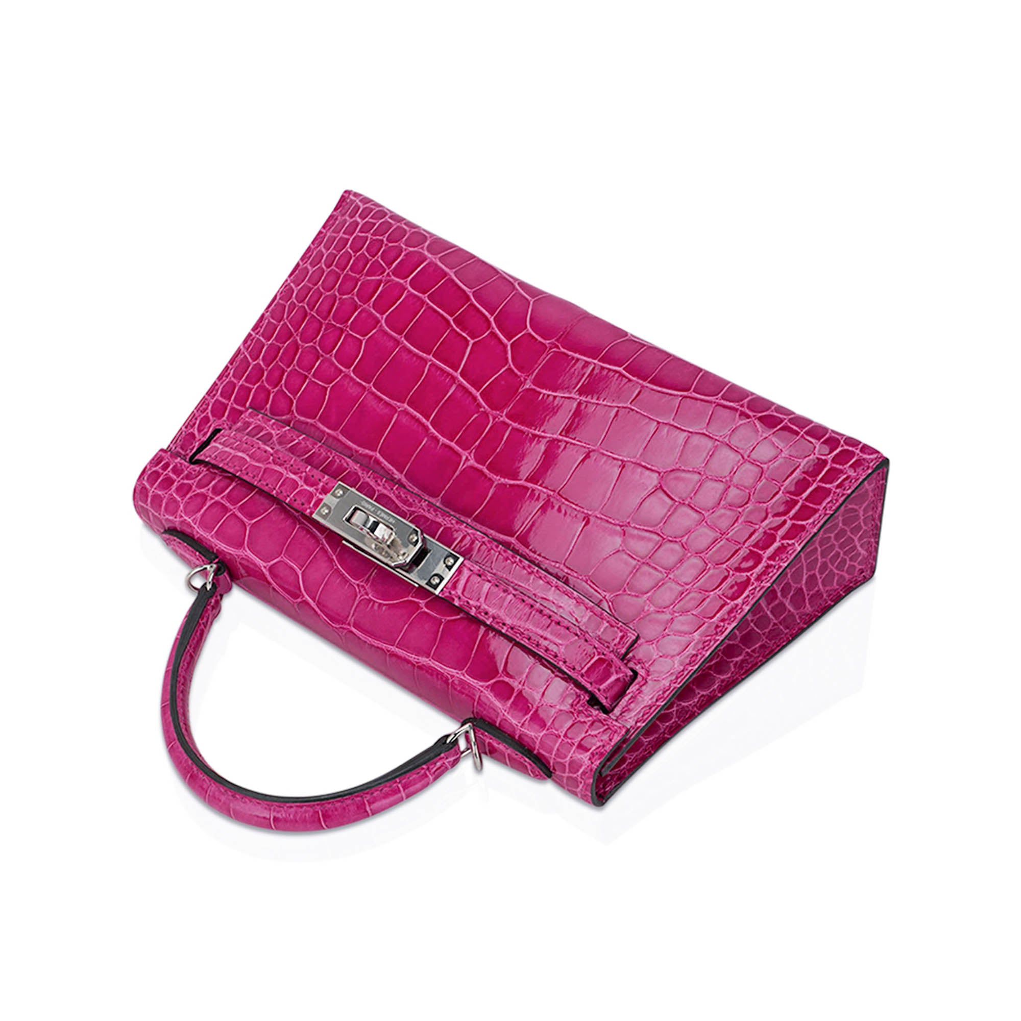 Limited Edition Mini Kelly 20 Sellier Rose Scheherazade Alligator Bag Palladium Hardware