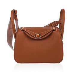 Mini Lindy 20 Bag Gold Clemence Leather with Gold Hardware