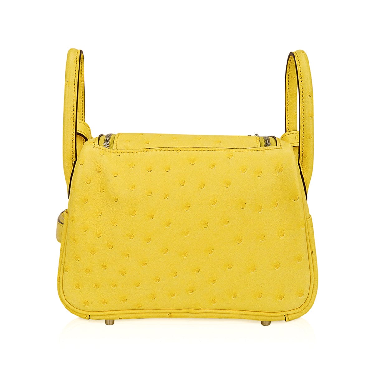 Mini Lindy 20 Bag Jaune Citron Ostrich Boreal with Palladium Hardware