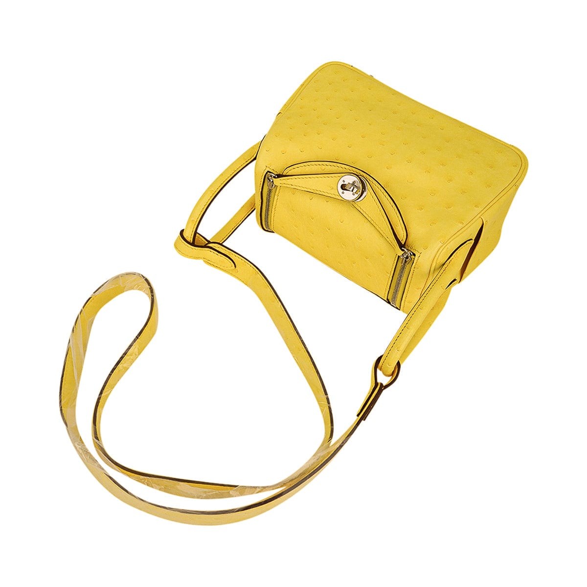 Mini Lindy 20 Bag Jaune Citron Ostrich Boreal with Palladium Hardware
