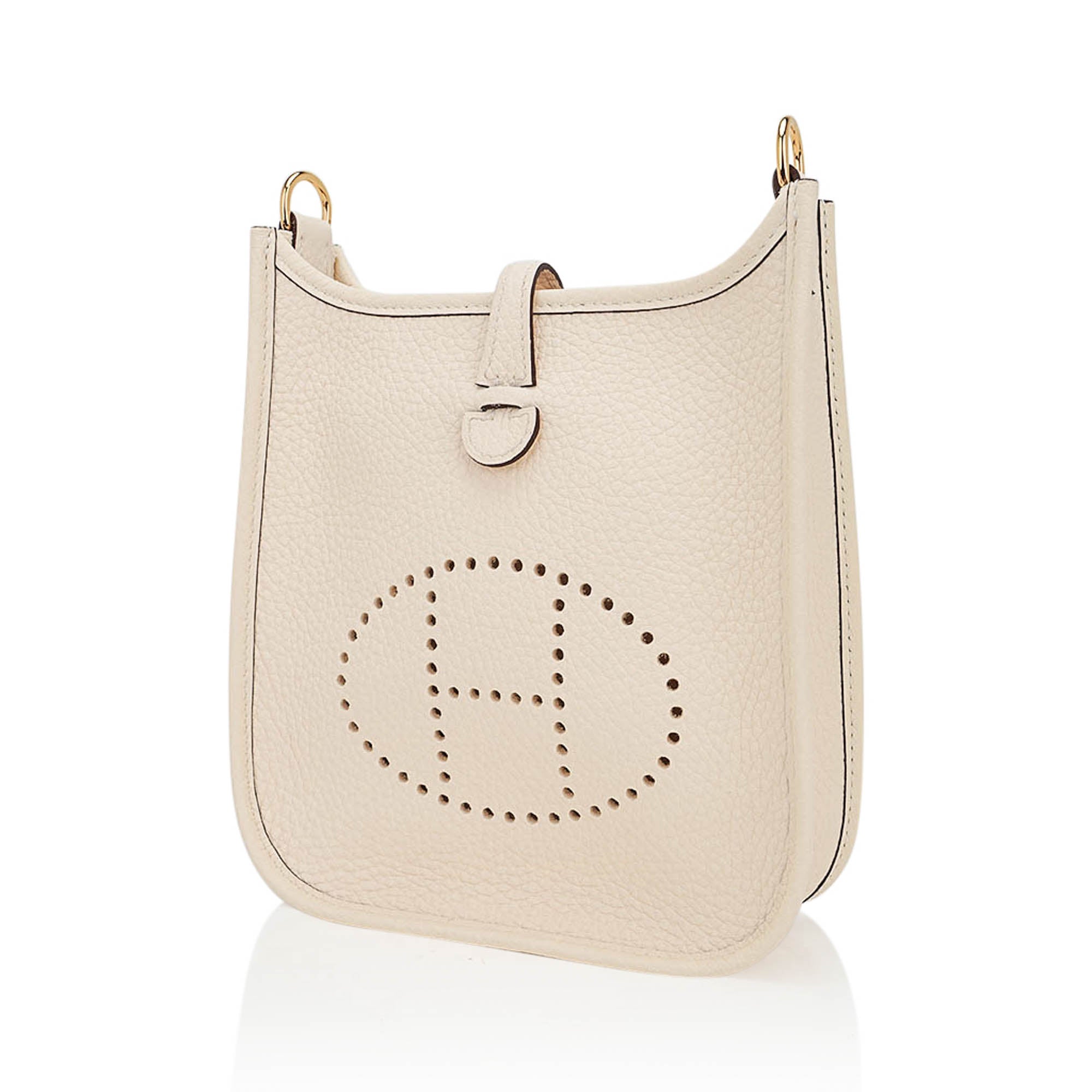 Mini Evelyne TPM Bag Nata Clemence Leather with Gold Hardware