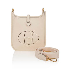 Mini Evelyne TPM Bag Nata Clemence Leather with Gold Hardware