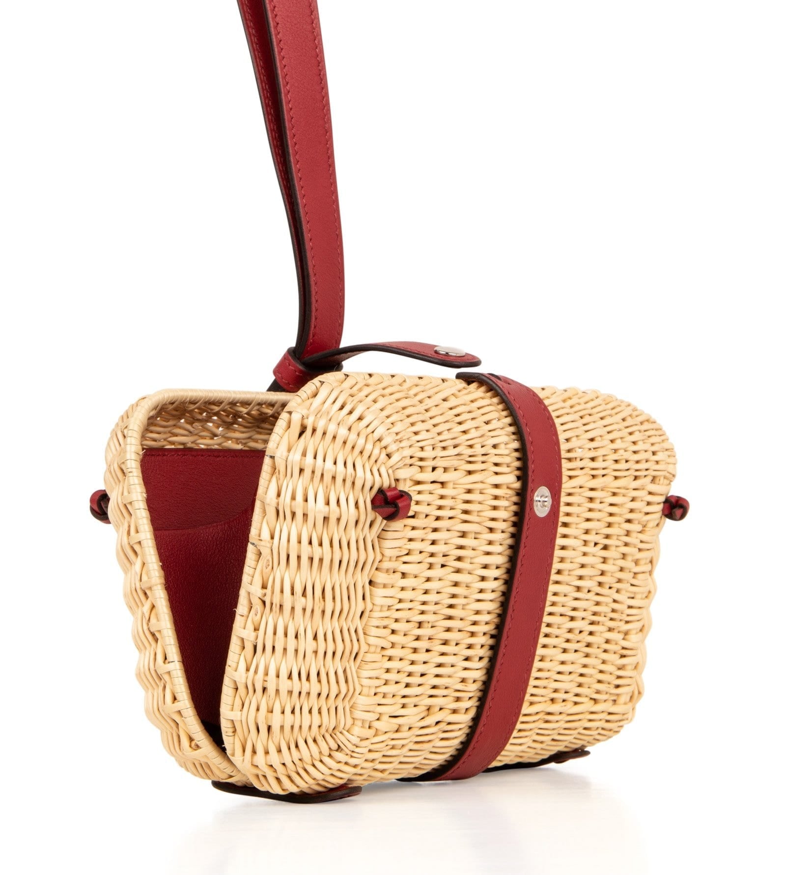 Limited Edition Osier Bag Picnic Wicker Clutch Rouge H