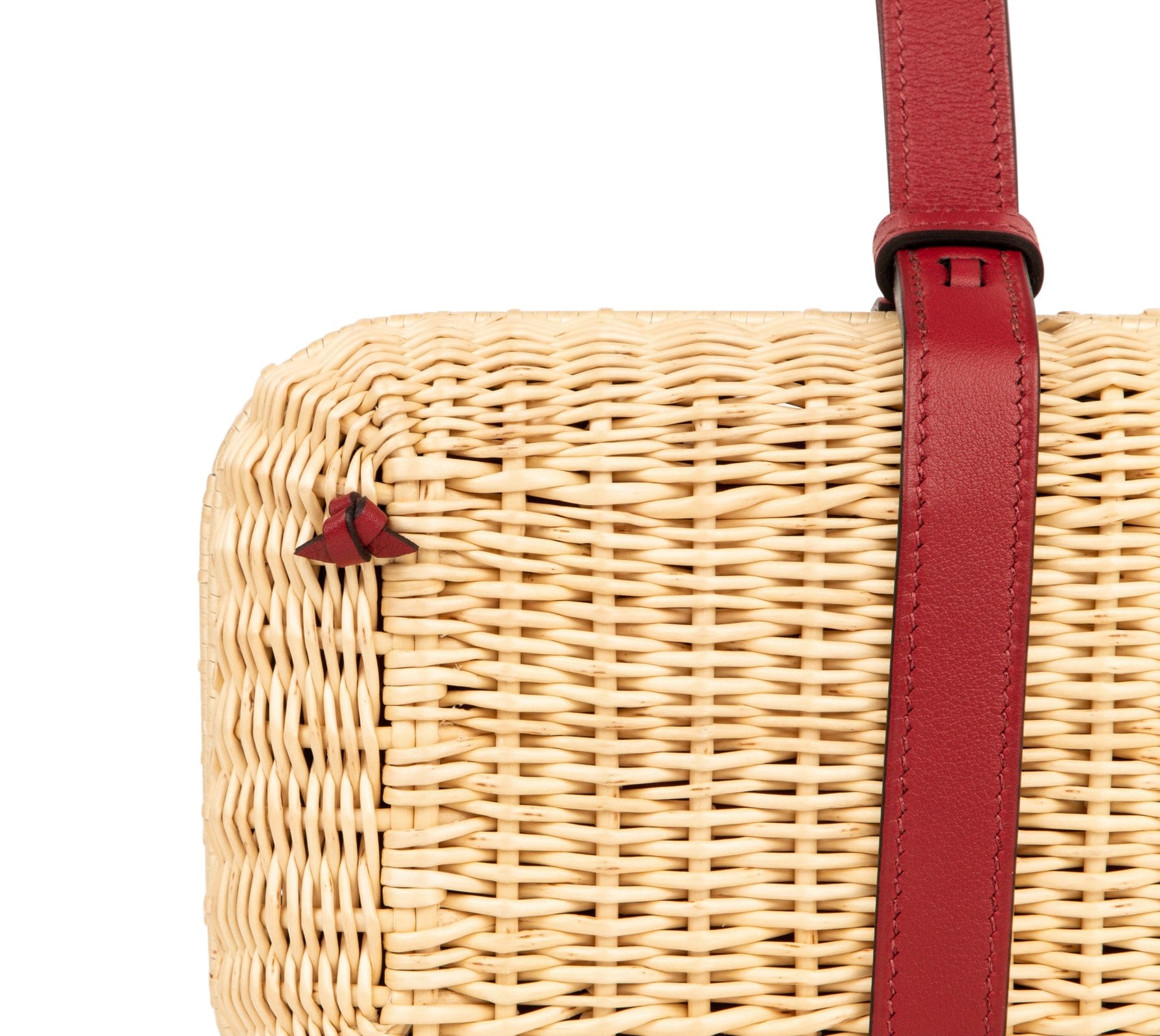 Limited Edition Osier Bag Picnic Wicker Clutch Rouge H
