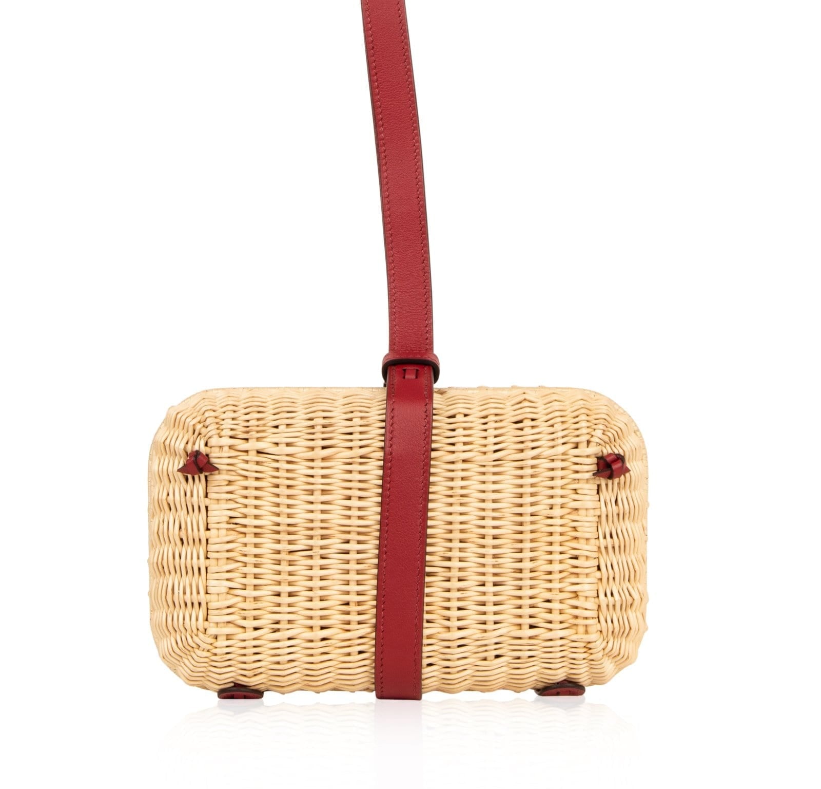 Limited Edition Osier Bag Picnic Wicker Clutch Rouge H
