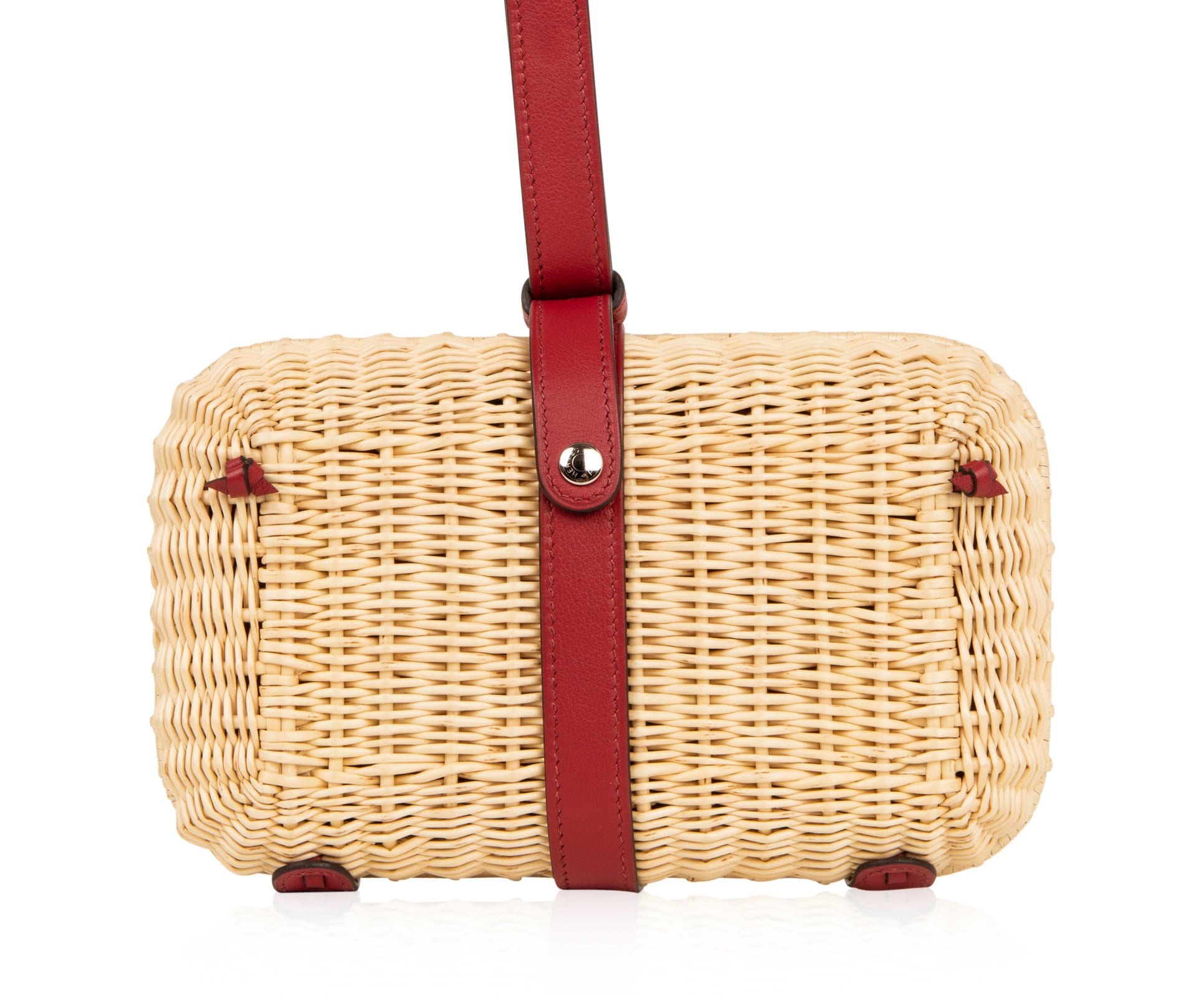 Limited Edition Osier Bag Picnic Wicker Clutch Rouge H