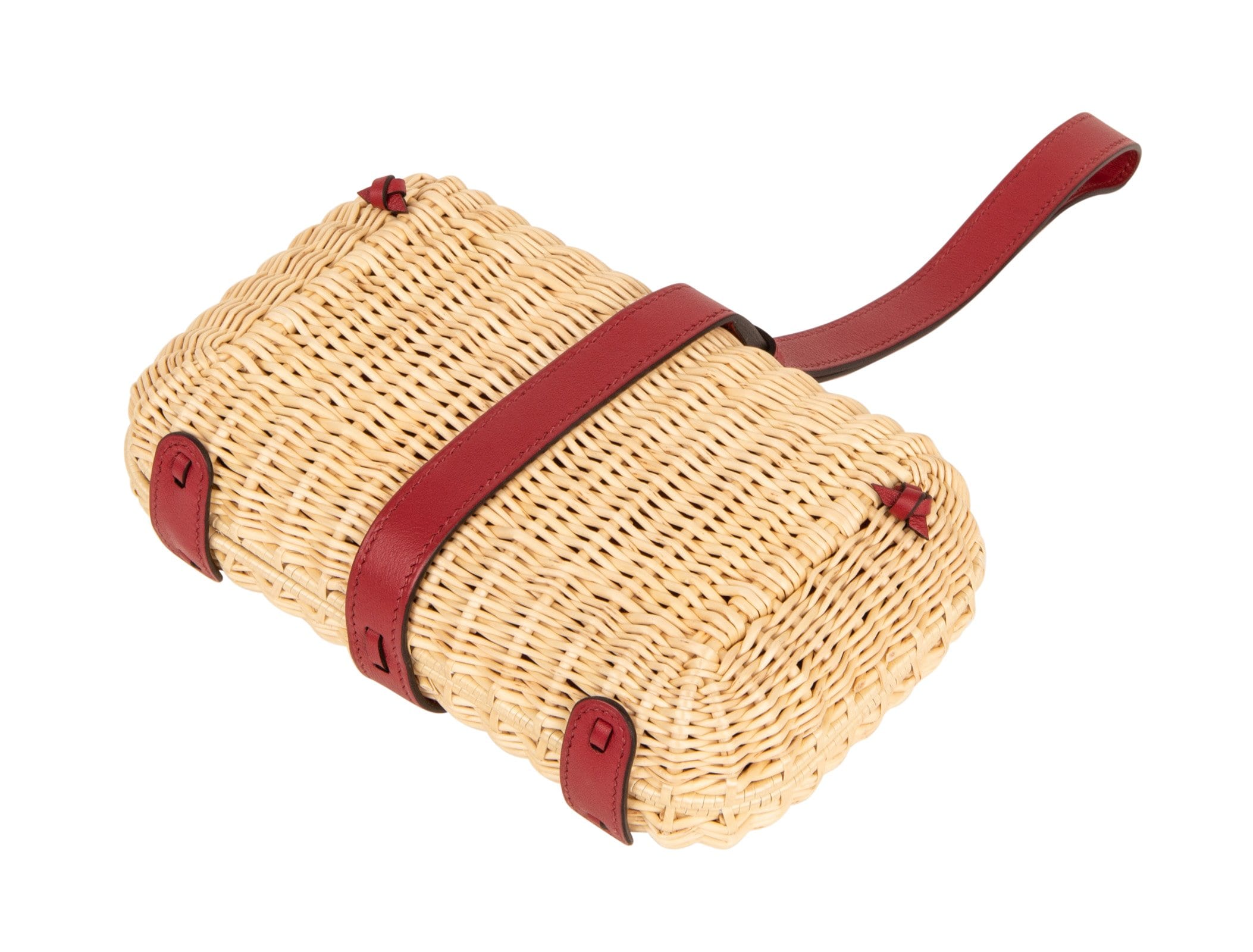 Limited Edition Osier Bag Picnic Wicker Clutch Rouge H