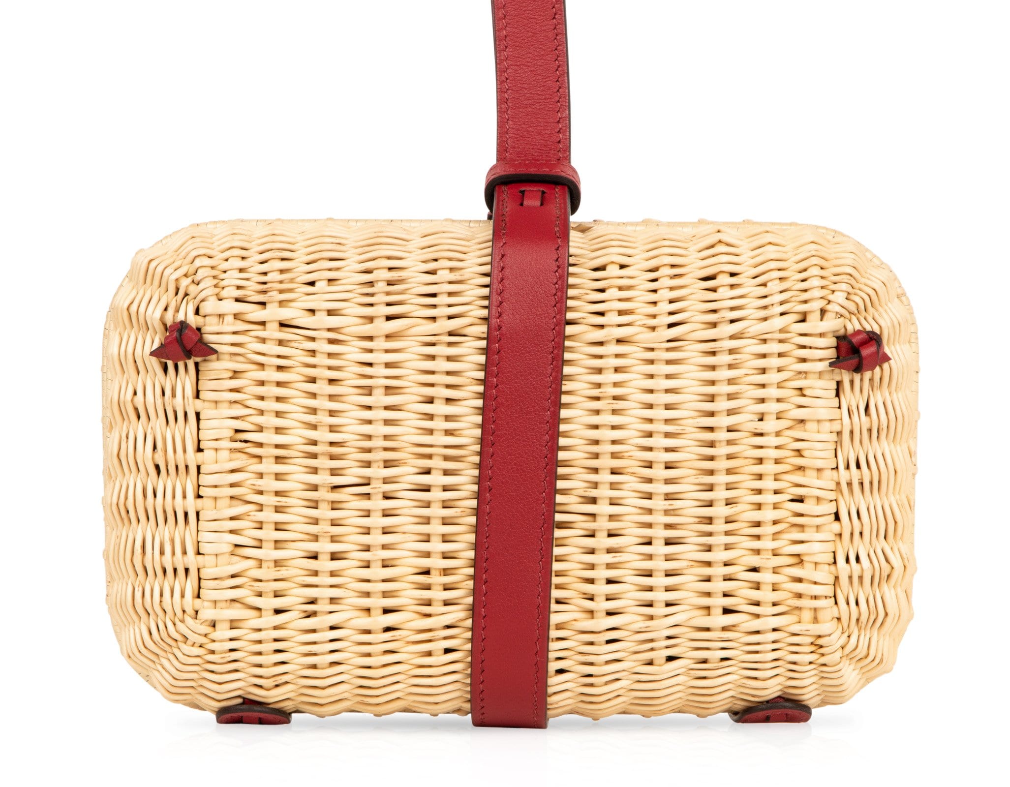 Limited Edition Osier Bag Picnic Wicker Clutch Rouge H