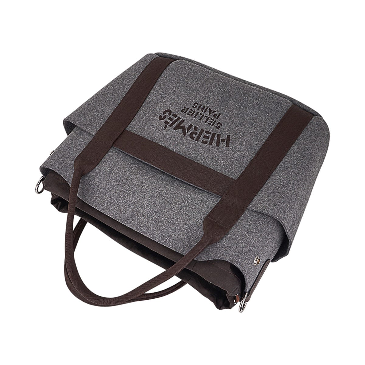 Tote Sac de Pansage Grooming Bag Gray Feutre/ Brown