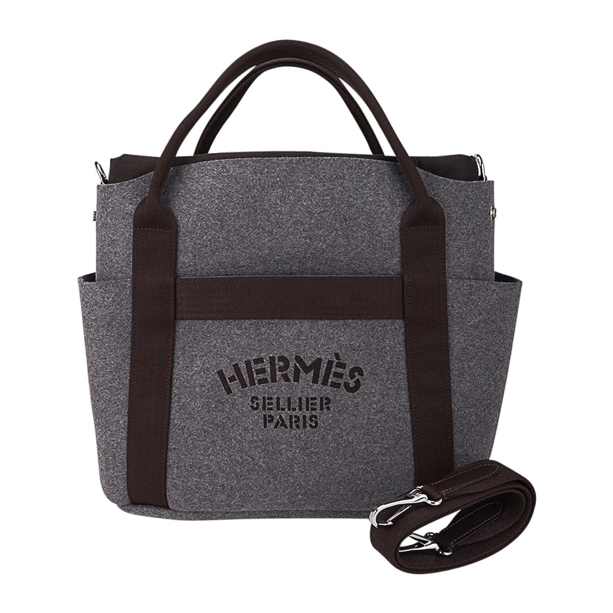 Tote Sac de Pansage Grooming Bag Gray Feutre/ Brown