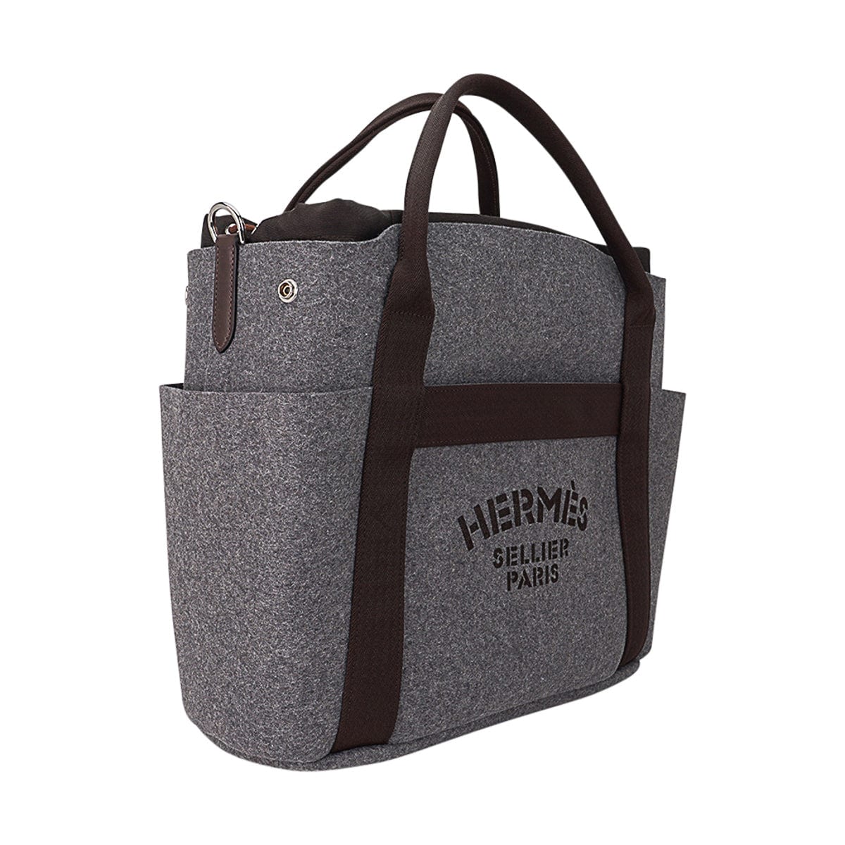 Tote Sac de Pansage Grooming Bag Gray Feutre/ Brown