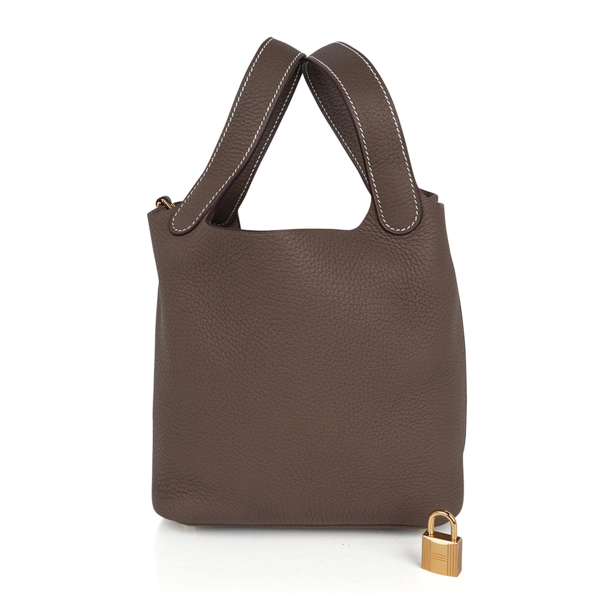 Picotin Lock 18 Etoupe Gold Hardware Clemence Leather