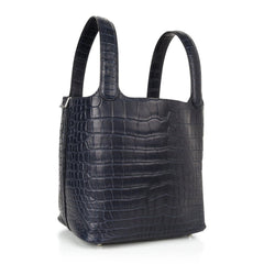 Picotin Lock 22 Blue Indigo Matte Porosus Crocodile Rare