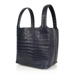 Picotin Lock 22 Blue Indigo Matte Porosus Crocodile Rare