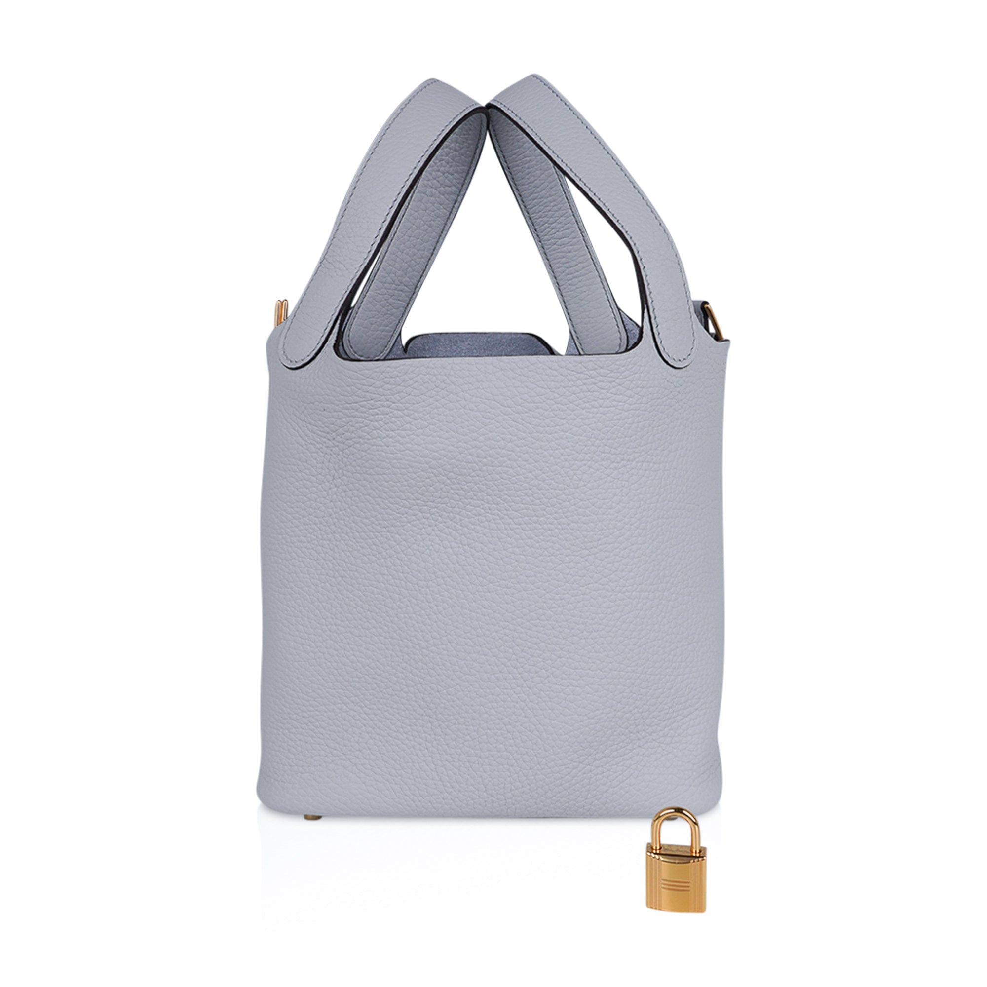 Picotin Lock 18 Bag Blue Pale Tote Gold Hardware