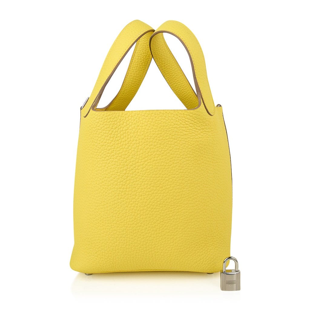 Picotin Lock 18 Bag Lime Tote Clemence Leather Palladium  Hardware