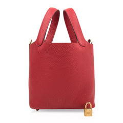 Picotin Lock 18 Rouge Casaque Clemence Gold Hardware