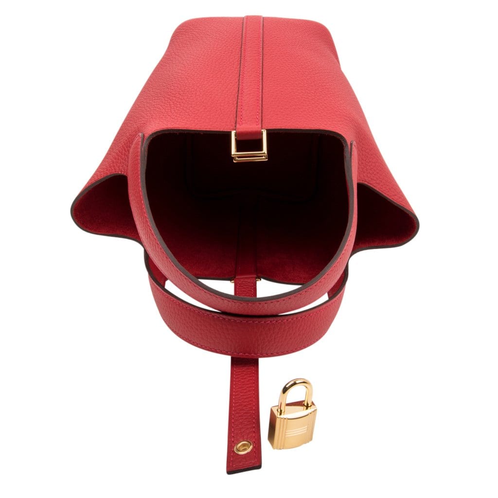 Picotin Lock 18 Rouge Casaque Clemence Gold Hardware