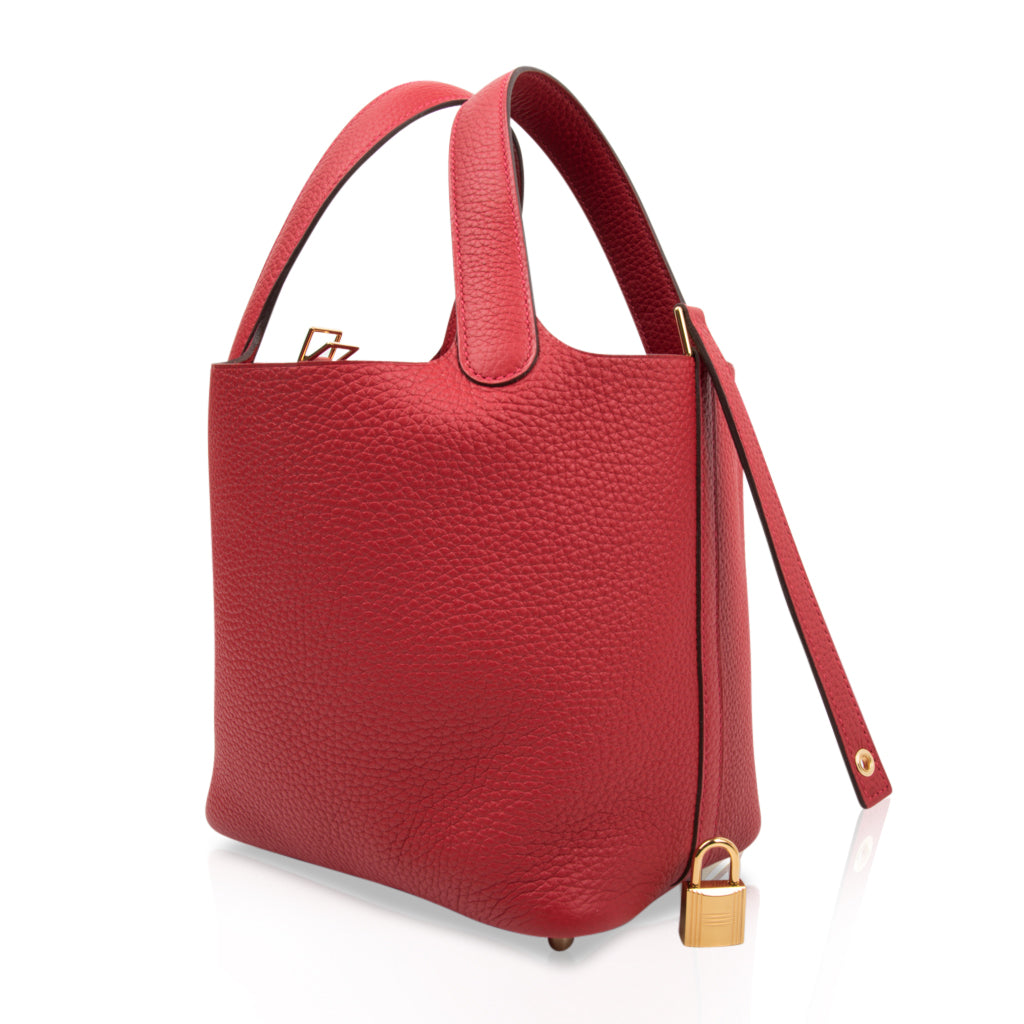 Picotin Lock 18 Rouge Casaque Clemence Gold Hardware