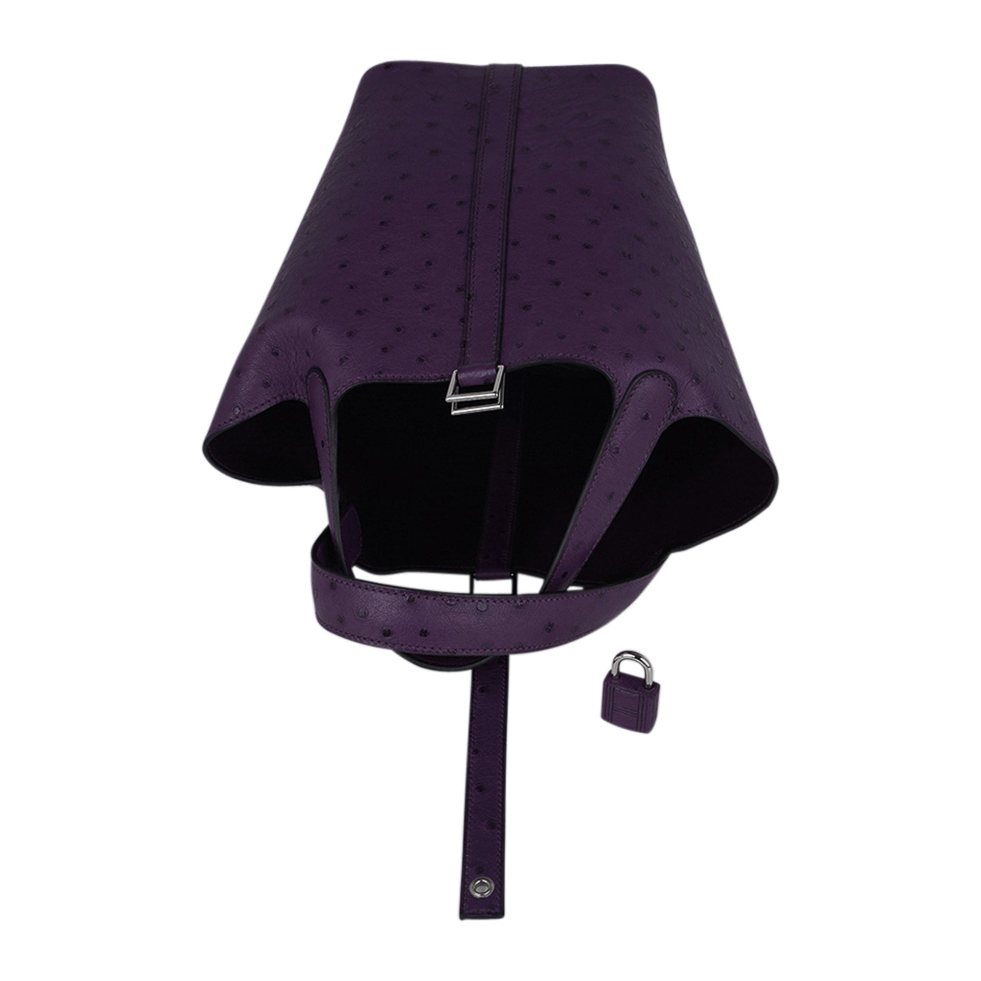 Picotin Lock 18 Bag Violine Ostrich Tote Palladium Hardware