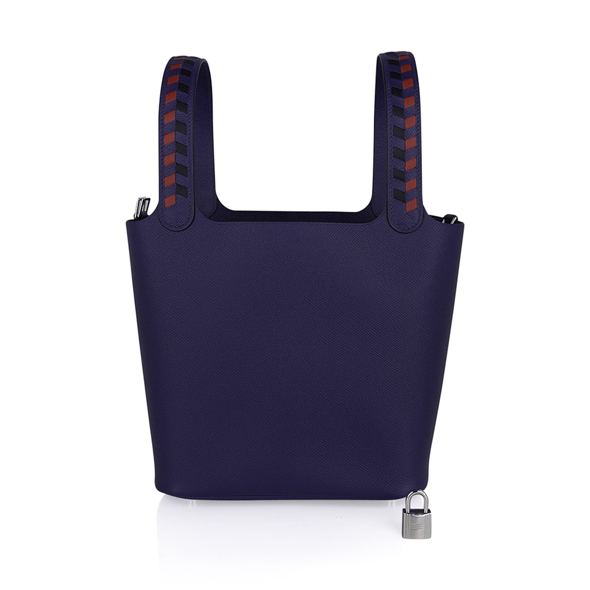 Picotin Lock 22 Bag Tressage Bleu Encre / Brique / Noir Palladium