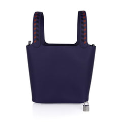 Picotin Lock 22 Bag Tressage Bleu Encre / Brique / Noir Palladium