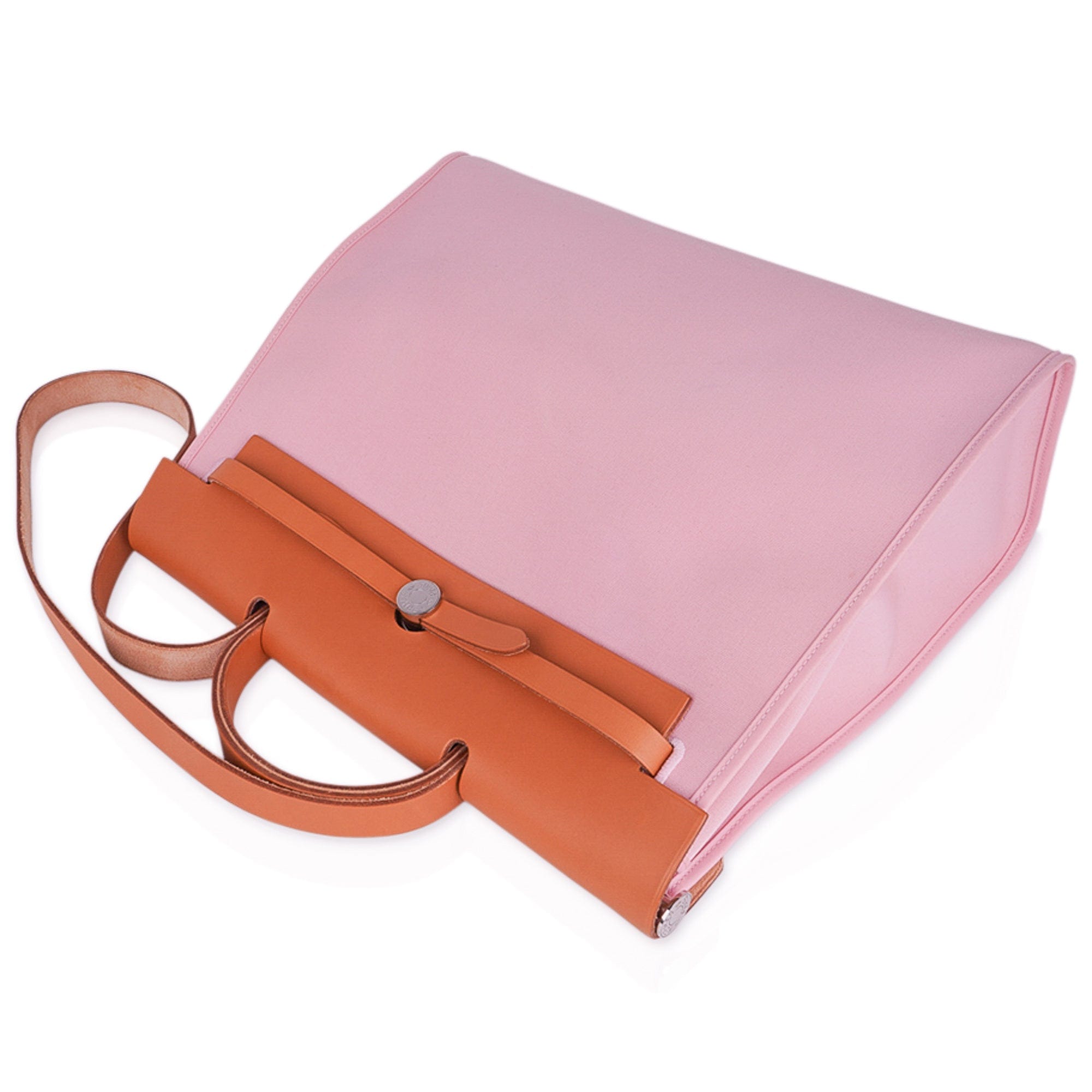 Herbag Zip 39 GM Bag Rose Sakura Canvas Vache Hunter Leather with Palladium Hardware