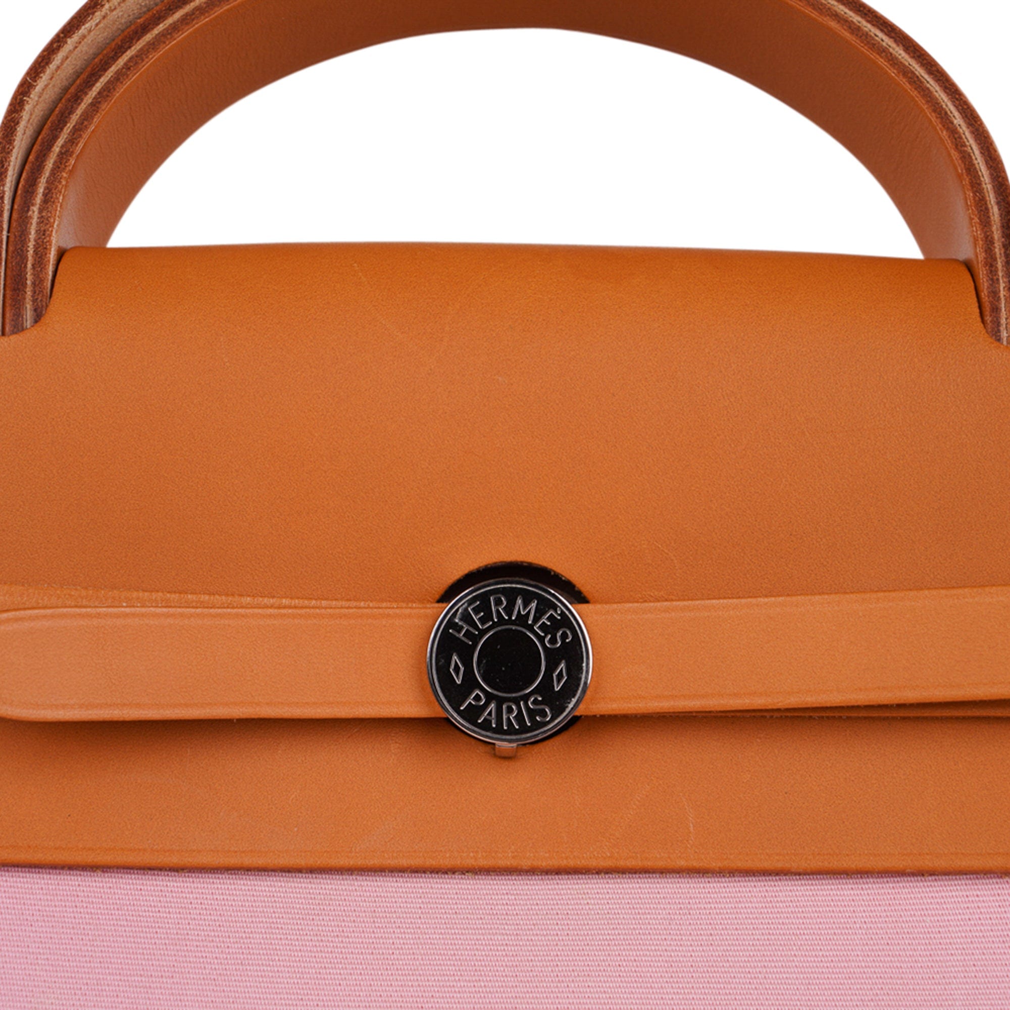 Herbag Zip 39 GM Bag Rose Sakura Canvas Vache Hunter Leather with Palladium Hardware